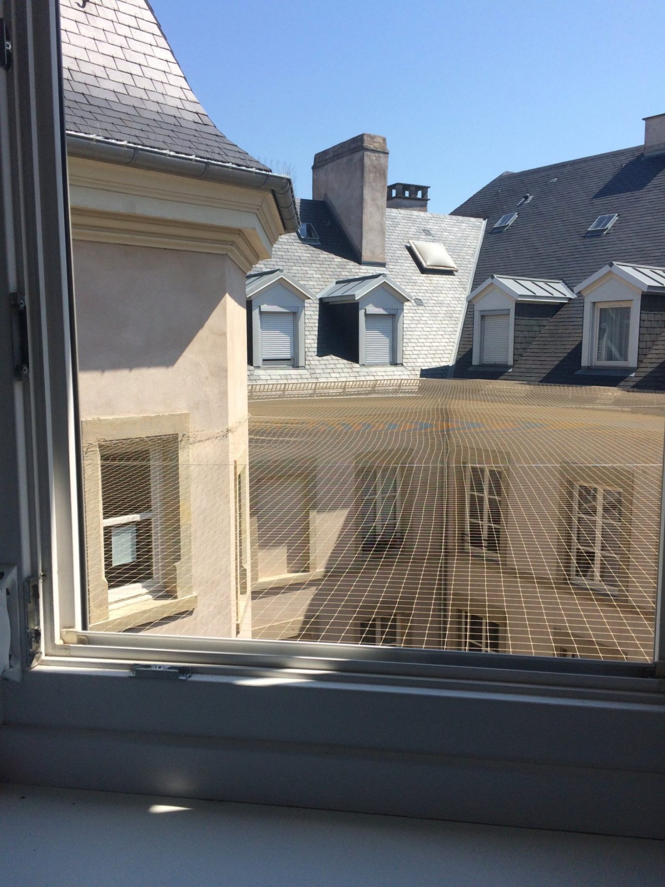 Pose d'un filet anti pigeon sur une résidence locative Pose d'un filet anti pigeon sur une résidence locative